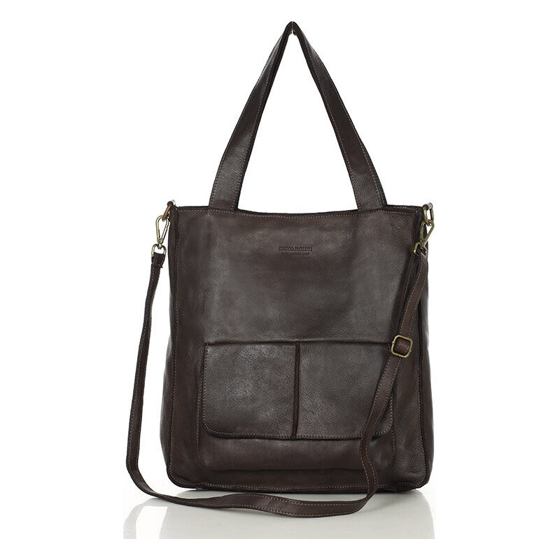 MARCO MAZZINI Dámska kožená shopper taška A4 | hnedá v234c 67784114