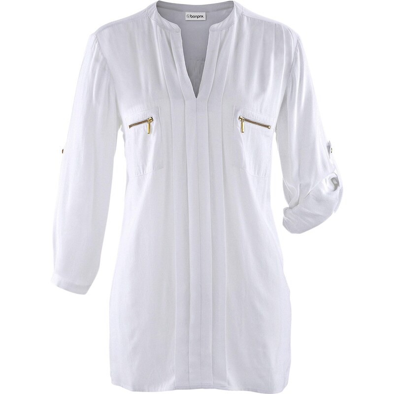 bonprix Tuniková blúzka z padavej viskózy, farba biela 48958152