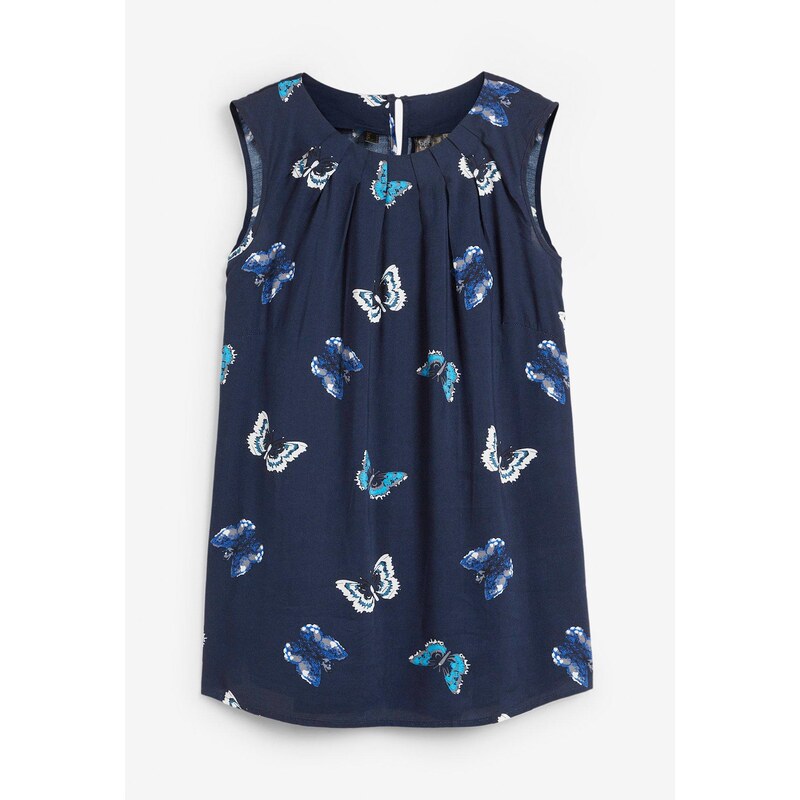 bonprix Blúzkový top z padavej viskózy, farba modrá 44732045