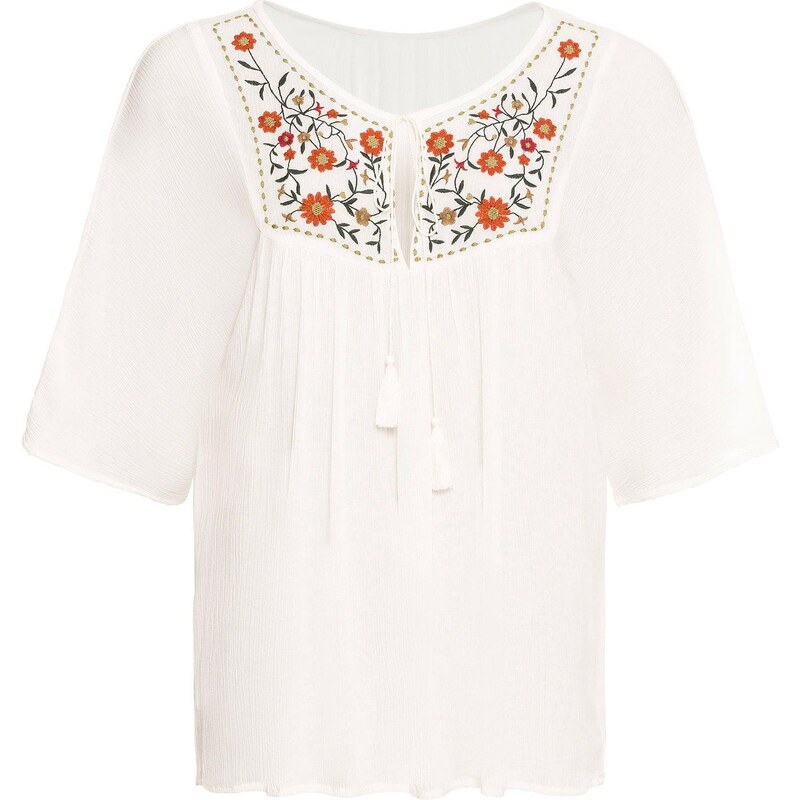 bonprix Krčená tunika z jemnej viskózy, farba biela 44971172