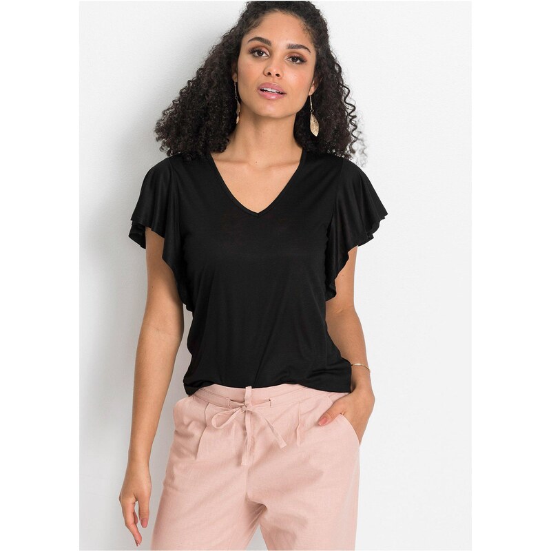 bonprix Tričko z mäkkej viskózy, farba čierna 44732423