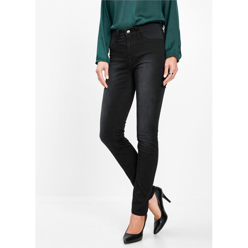 bonprix Skinny džínsy, Mid Waist, strečové, farba čierna 44732937