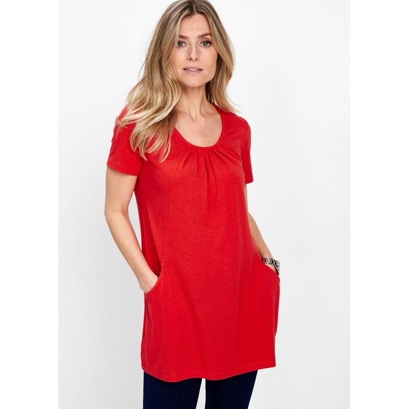bonprix Dlhé tričko s viskózou, farba červená 44733053