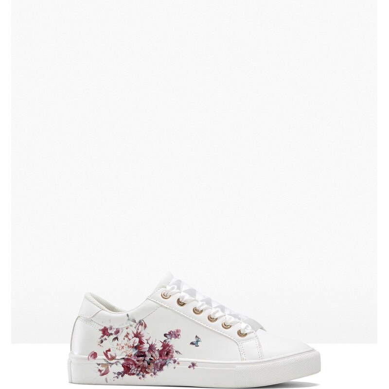 bonprix Tenisky s kvetovanou potlačou, farba biela 44790139