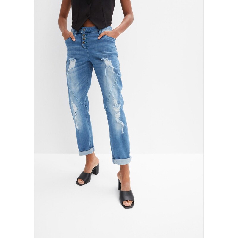 bonprix Boyfriend džínsy, stredná výška pásu, farba modrá 44734473