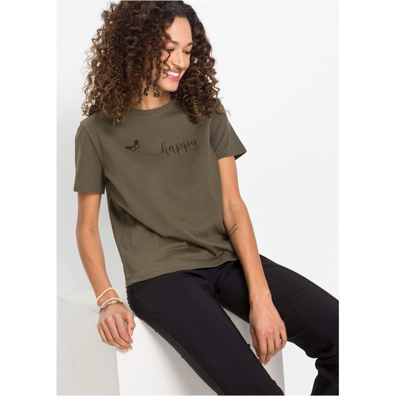 bonprix Tričko z čistej bavlny, farba zelená 44734892