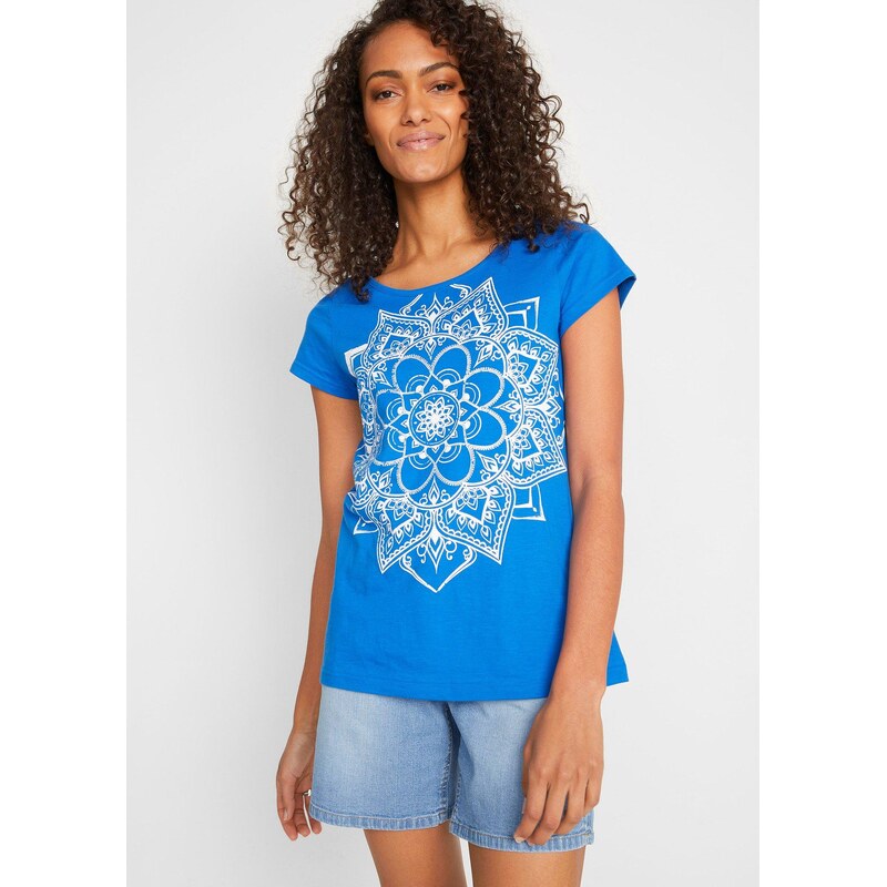bonprix Vypaľované tričko, krátky rukáv, farba modrá 44971209