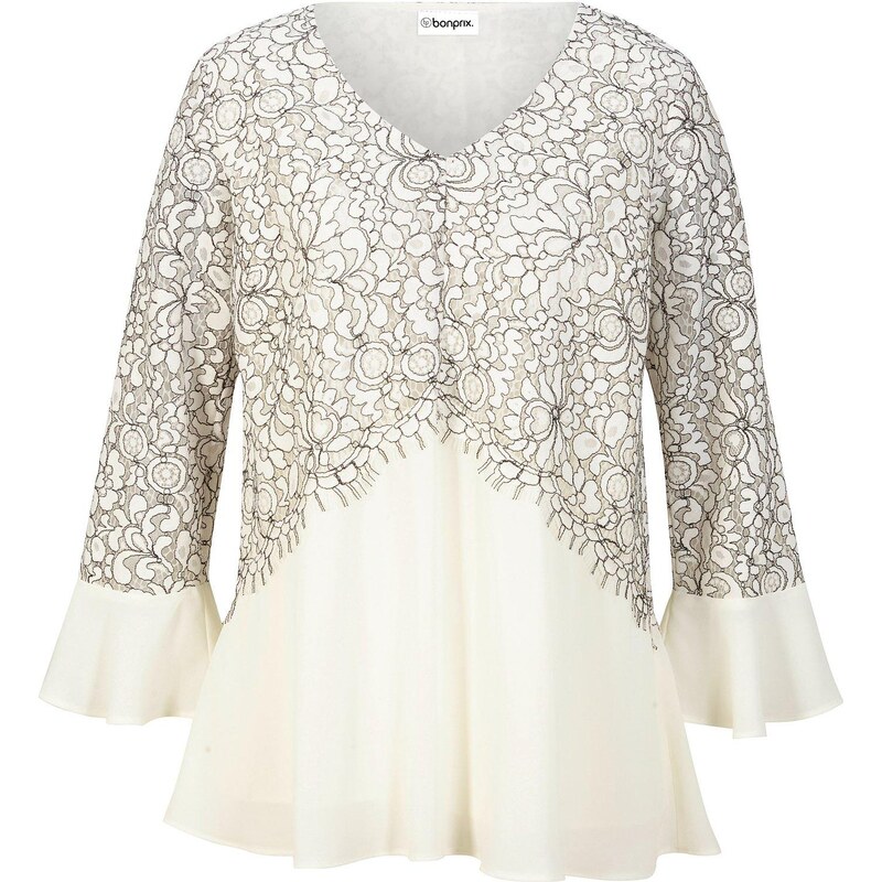 bonprix Čipkovaná tunika, farba biela 48958234