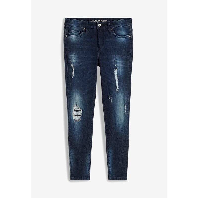 bonprix Skinny džínsy, Mid Waist, streč, farba modrá 44971283