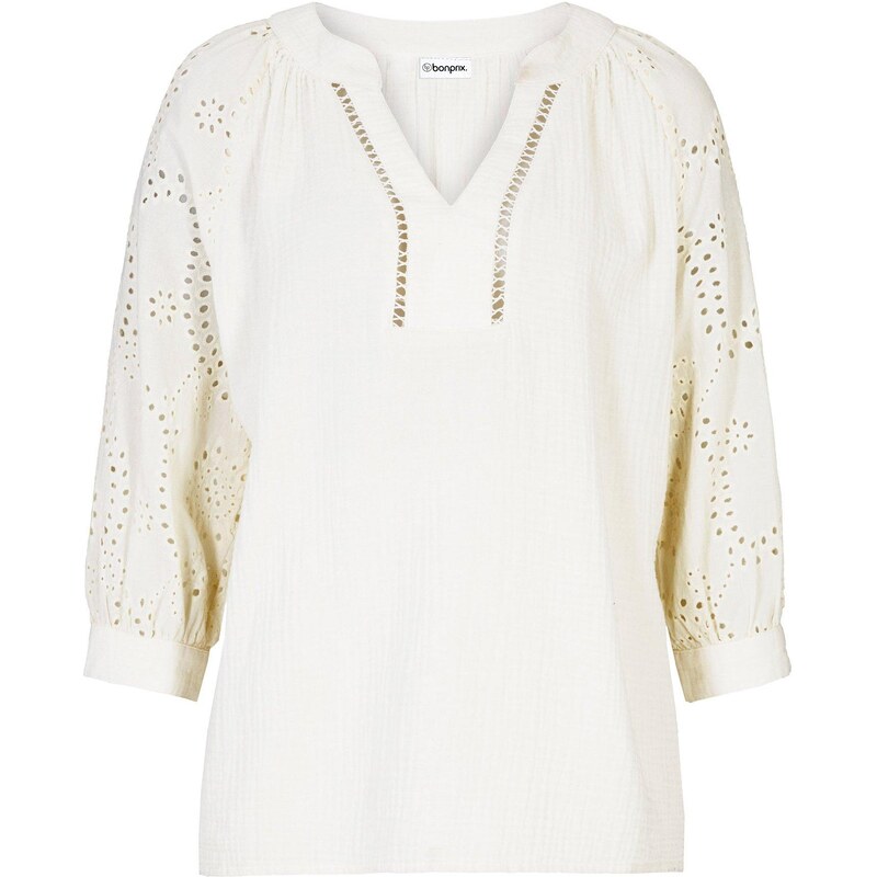 bonprix Tunika zo vzdušného mušelínu, farba biela 44827276