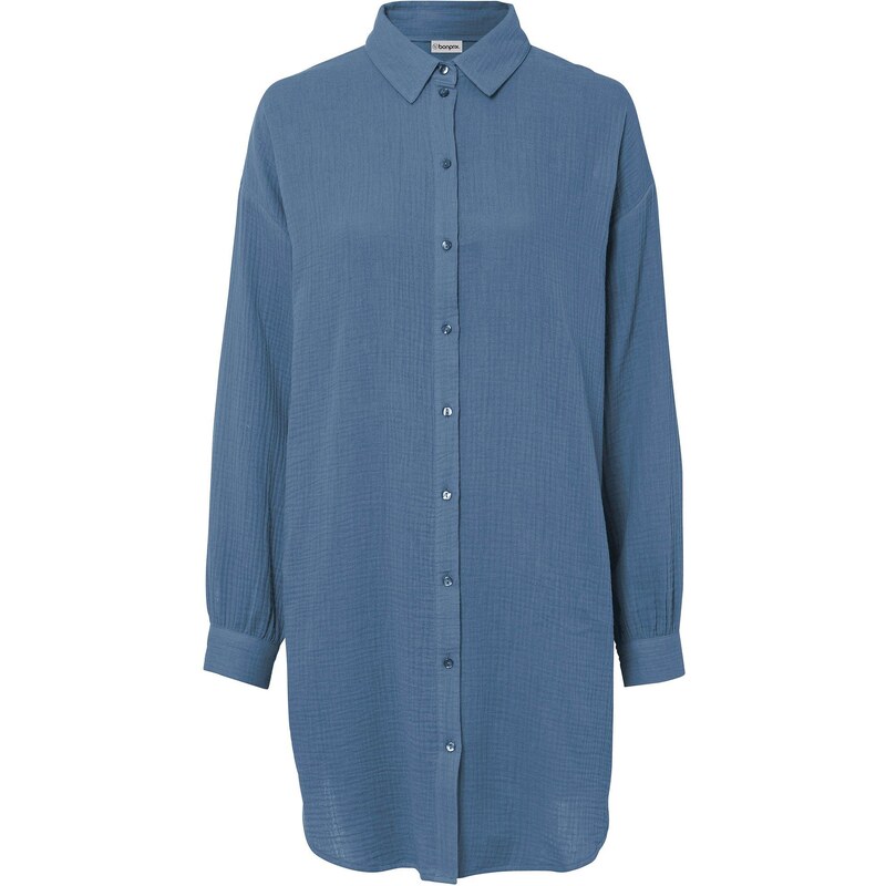bonprix Dlhá blúzka, mušelínová, farba modrá 49696832