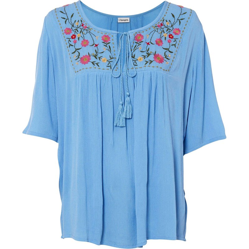 bonprix Krčená tunika z jemnej viskózy, farba modrá 44888376