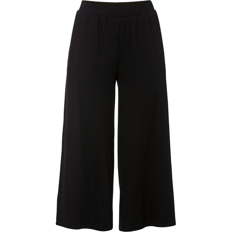 bonprix Džersjové vrúbkované nohavice s pohodlným pásom, farba čierna 45021849