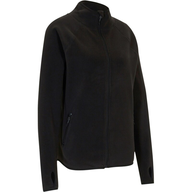 bonprix Flísová bunda s vreckami na zips, farba čierna 45359374