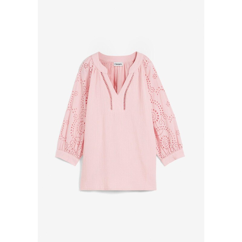 bonprix Tunika zo vzdušného mušelínu, farba ružová 49697624