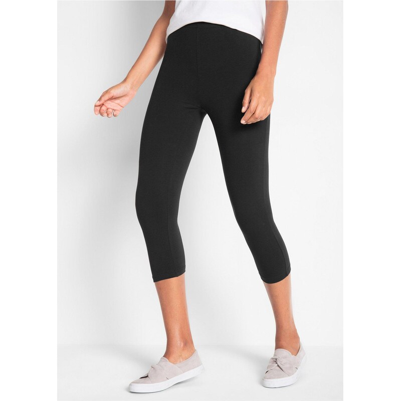 bonprix Strečové capri legíny, úzky strih (2 ks), farba čierna 56046860