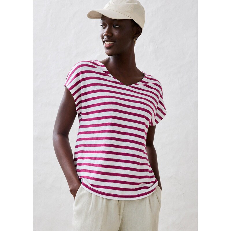 bonprix Tričko, plátené, s netopierími rukávmi a výstrihom do V, farba 52158744