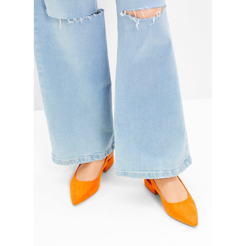 bonprix Lodičky Sling s plochým podpätkom, farba oranžová 50902224