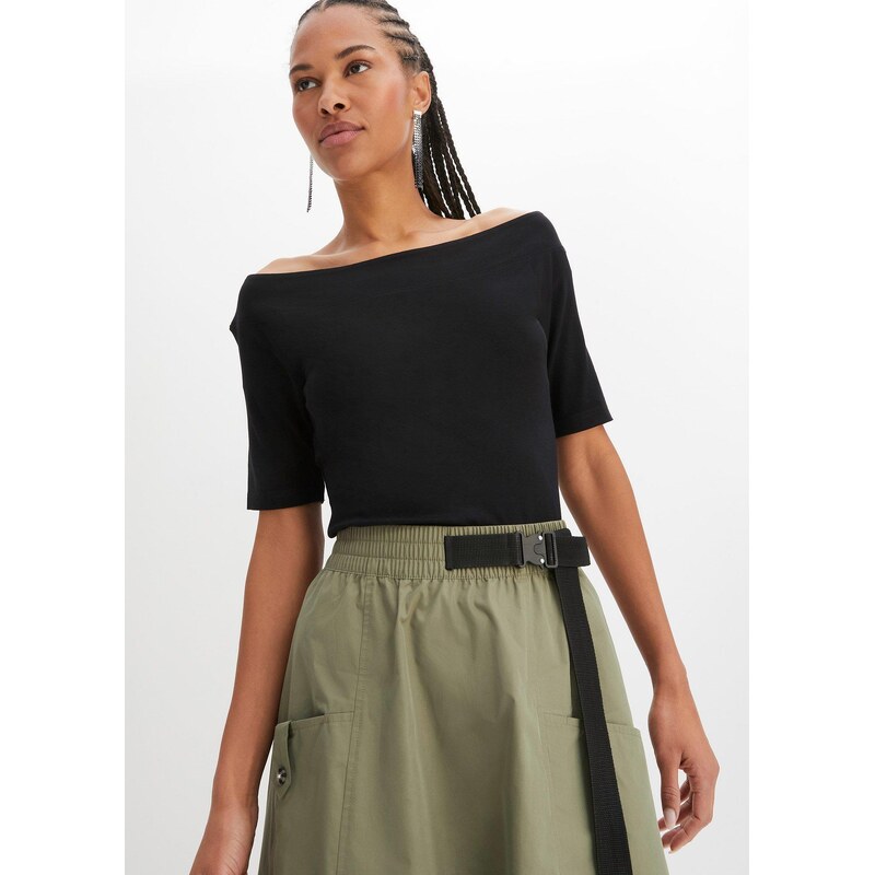 bonprix Carmen tričko z viskózového mixu, farba čierna 50408769