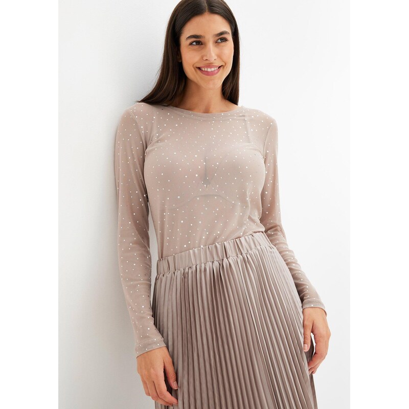 bonprix Tričko s dlhým rukávom zo sieťoviny, farba šedá 60211208