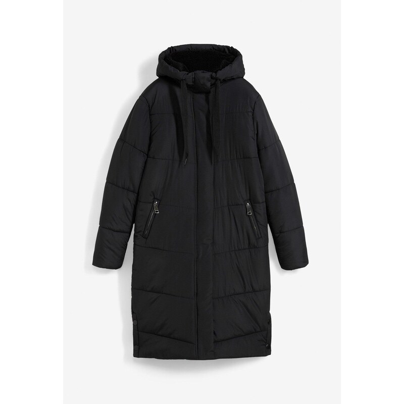 bonprix Prešívaný kabát s kožušinkovou podšívkou na kapucni, farba 60614349