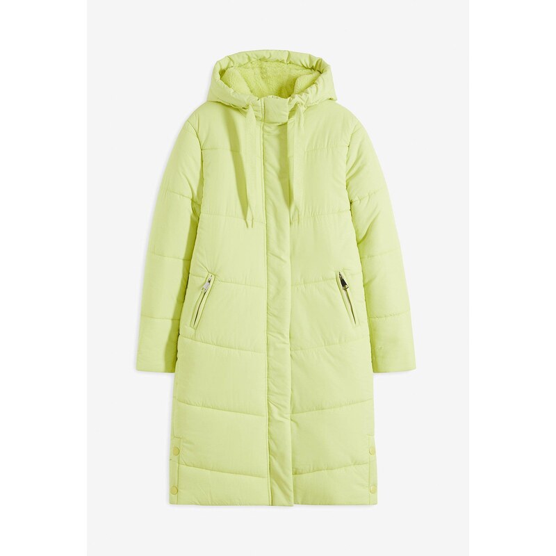 bonprix Prešívaný kabát s kožušinkovou podšívkou na kapucni, farba 60614445