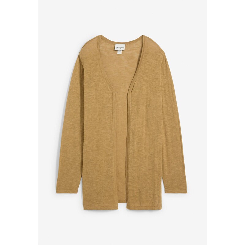 bonprix Bavlnený pletený sveter Slub kvalita, farba hnedá 62055896