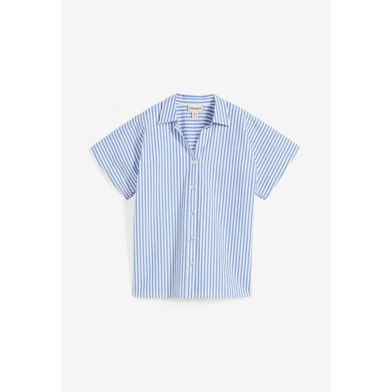 bonprix Košeľa s krátkym rukávom, seesucker, farba modrá 63234761
