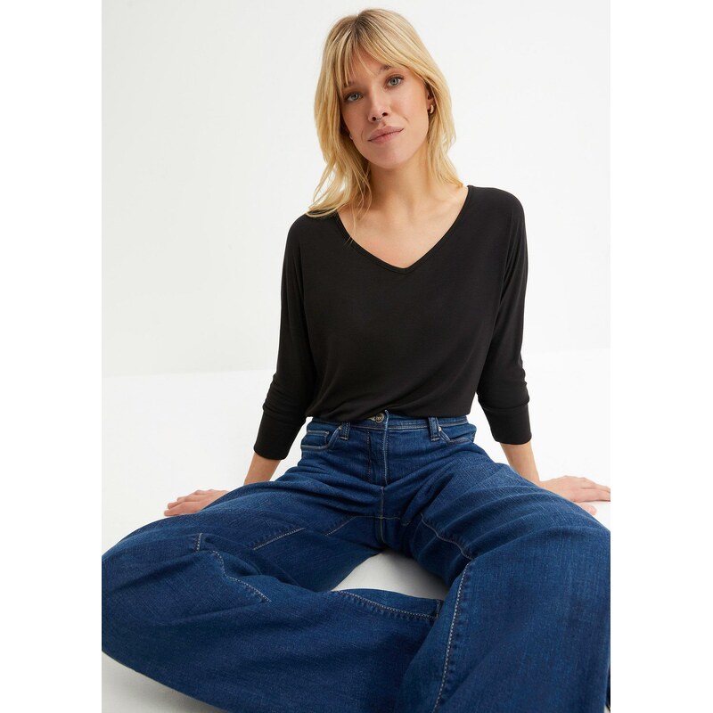 bonprix Tričko, oversize, z padavej viskózy, farba čierna 44741127