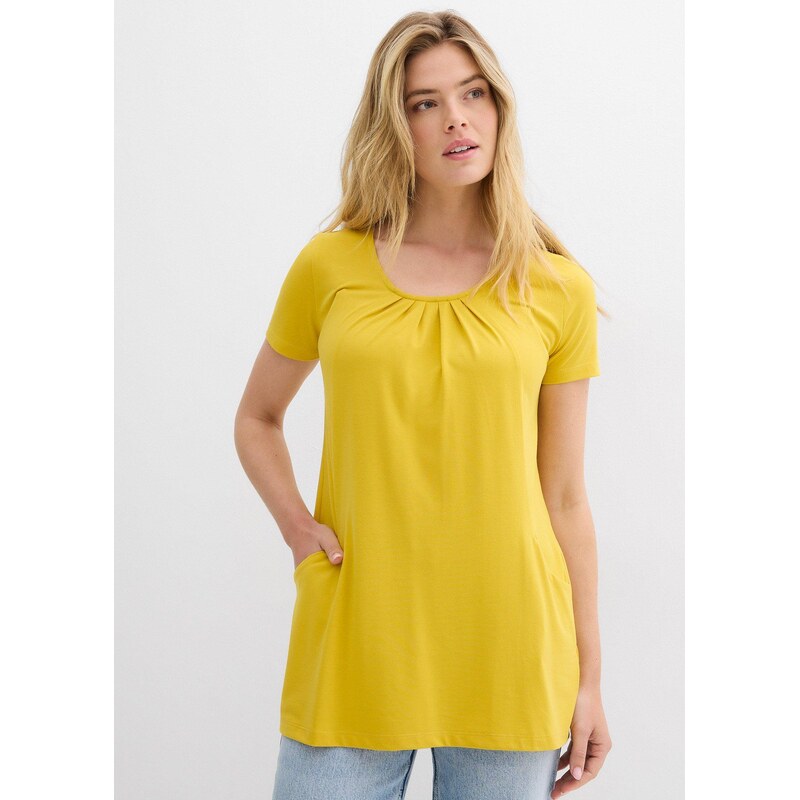 bonprix Dlhé tričko s viskózou, farba žltá 63704239