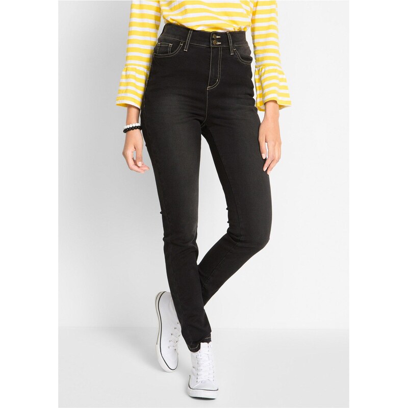 bonprix Super strečové džínsy s vysokým pásom, Slim Fit, farba čierna 59243934