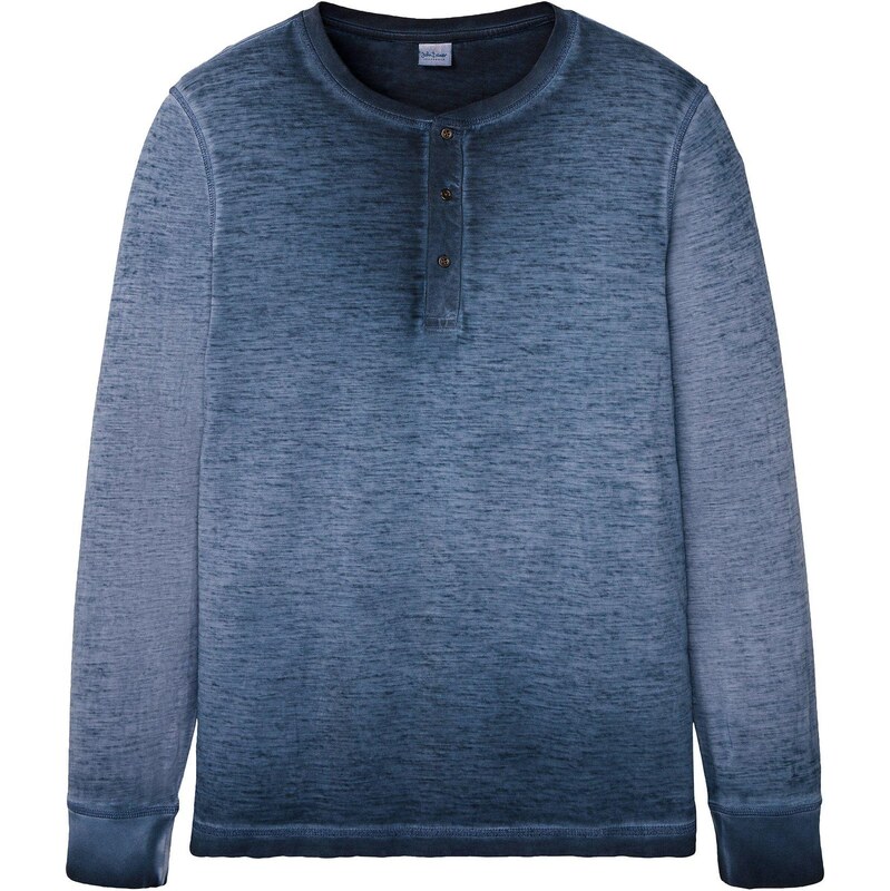 bonprix Tričko z bio bavlny, vypratý vzhľad, dlhý rukáv, farba modrá 48386639