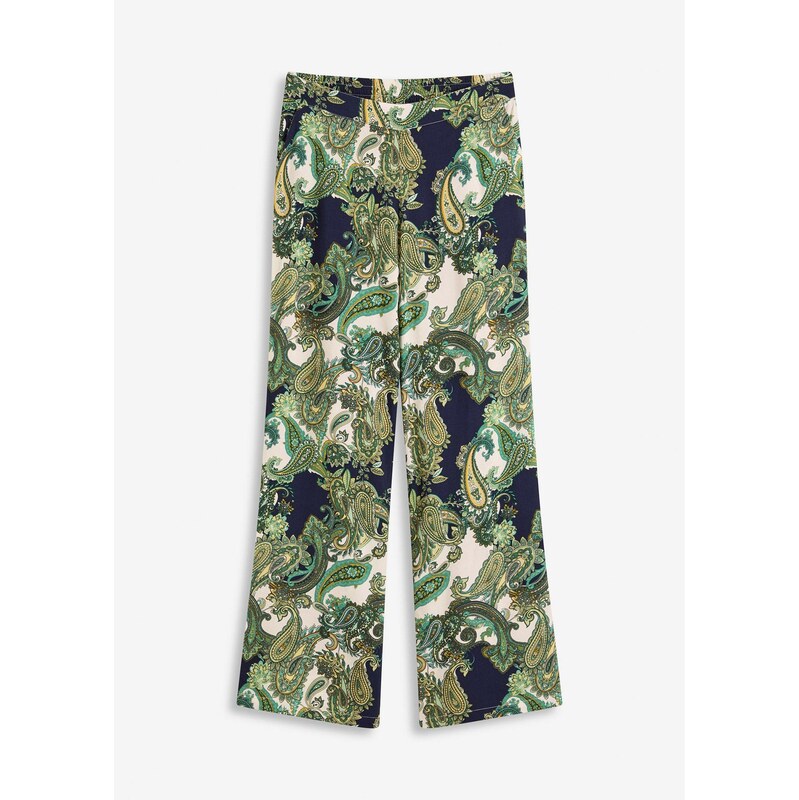 bonprix Nohavice z padavej viskózy, s potlačou, farba modrá 63234630