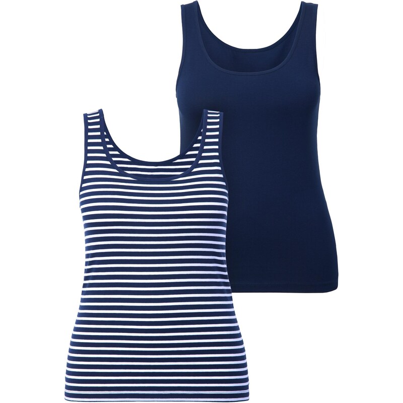 Ulla Popken Tielko tmavomodrá / biela 67790374