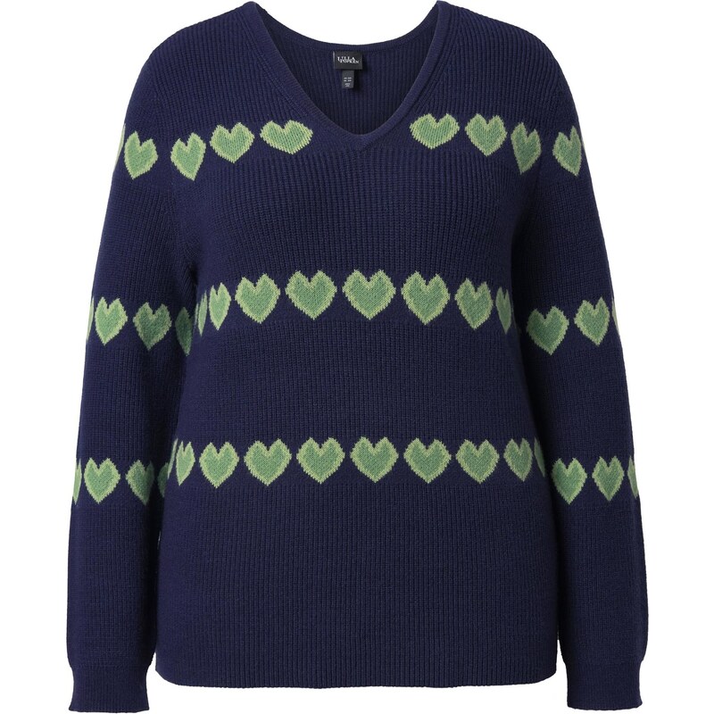 Ulla Popken Sveter tmavomodrá / svetlozelená 67790377