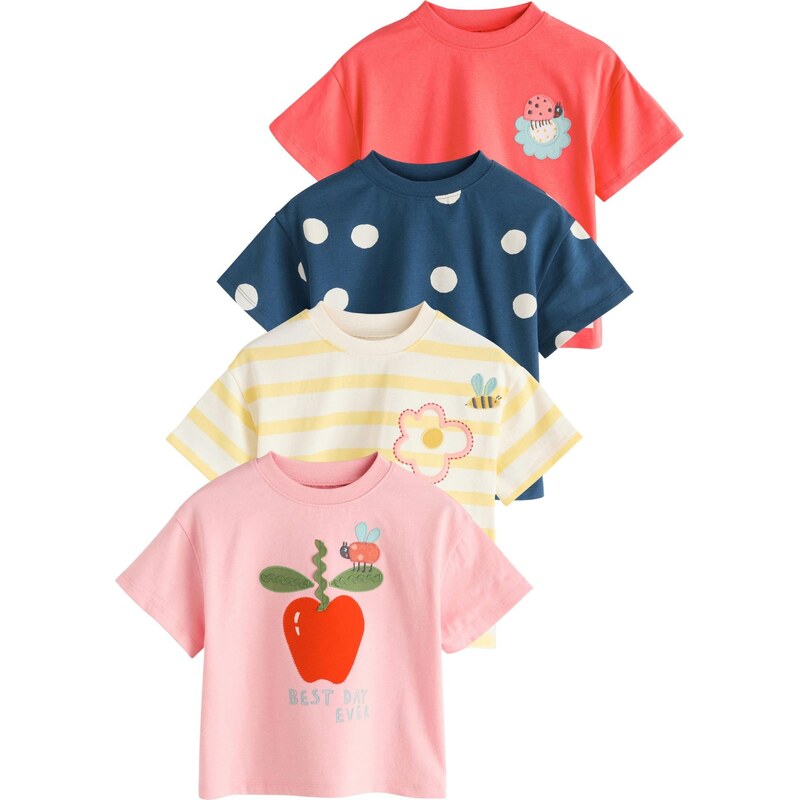 Next Tričko námornícka modrá / ružová / červená / šedobiela 67790475