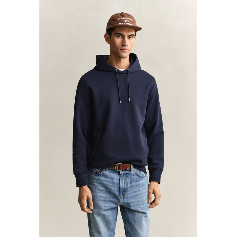 MIKINA GANT INTERLOCK HOODIE EVENING BLUE 67313116
