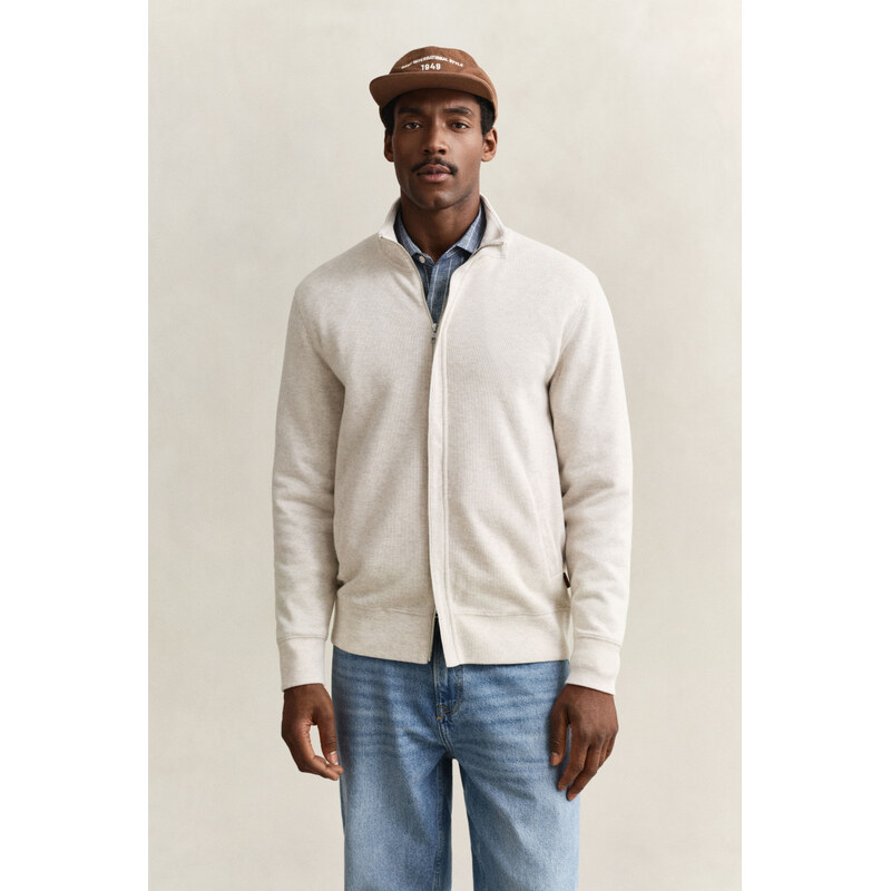 MIKINA GANT LIGHT SACKER RIB FZ SEED MELANGE 67313120