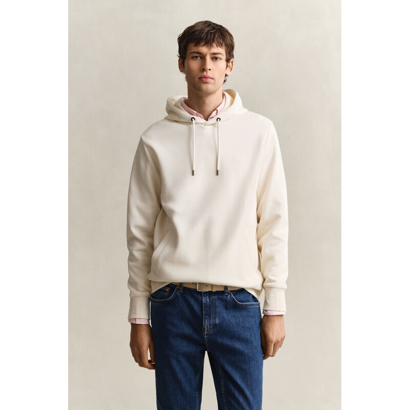 MIKINA GANT INTERLOCK HOODIE CREAMED WHITE 67313115