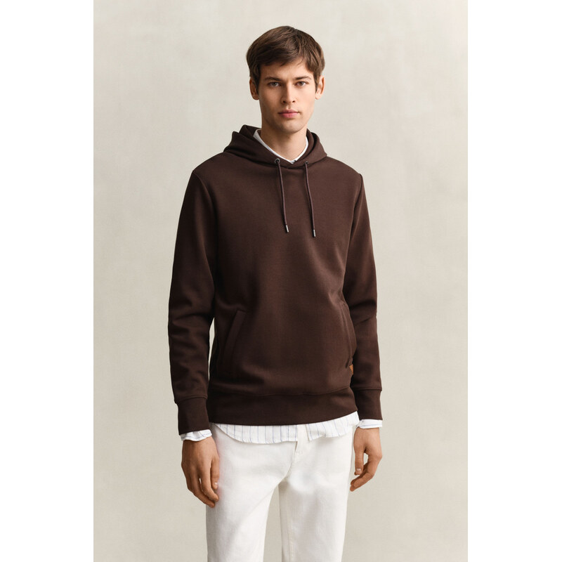 MIKINA GANT INTERLOCK HOODIE MAHOGANY BROWN 67446770