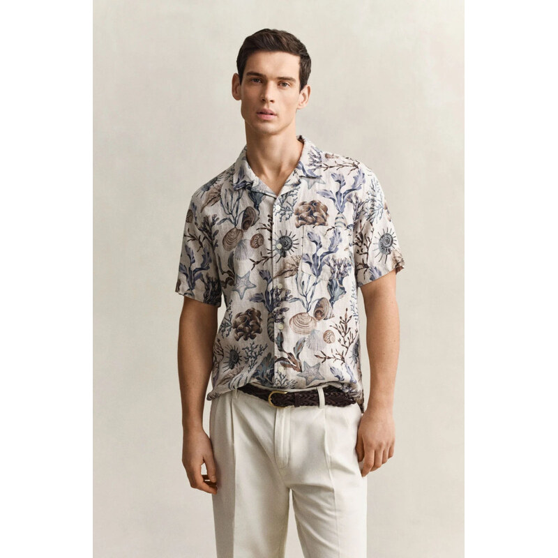 KOŠEĽA GANT REG AOP CAMP COLLAR SHIRT OAT BEIGE 67768203