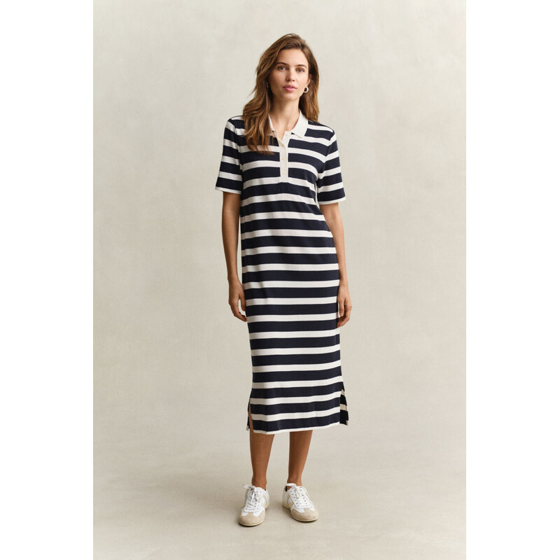 ŠATY GANT REG STRIPED SS POLO DRESS EVENING BLUE 67768208