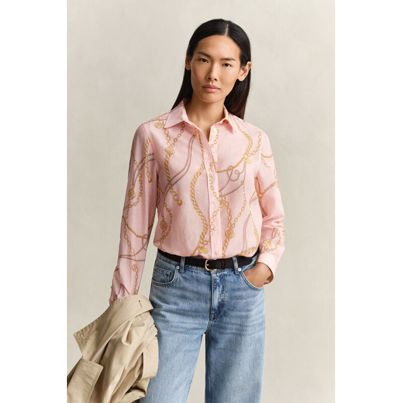 KOŠEĽA GANT REG PRINTED CTN SILK LS SHIRT APRICOT PINK 67786974