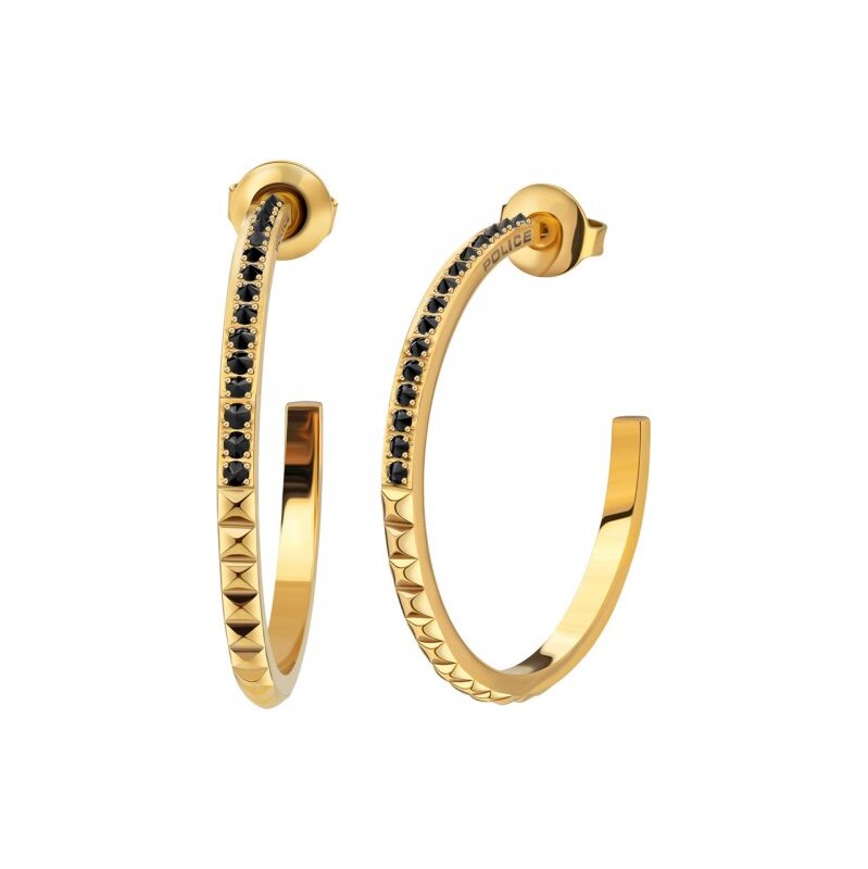 Police Pozlátené kruhové náušnice s čiernymi kryštálmi PEJLE2010511 67787188