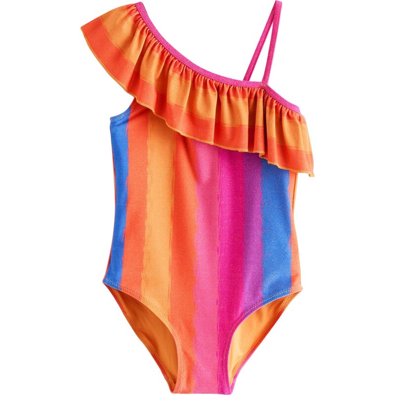 Next Jednodielne plavky námornícka modrá / levanduľová / tmavooranžová 67792332