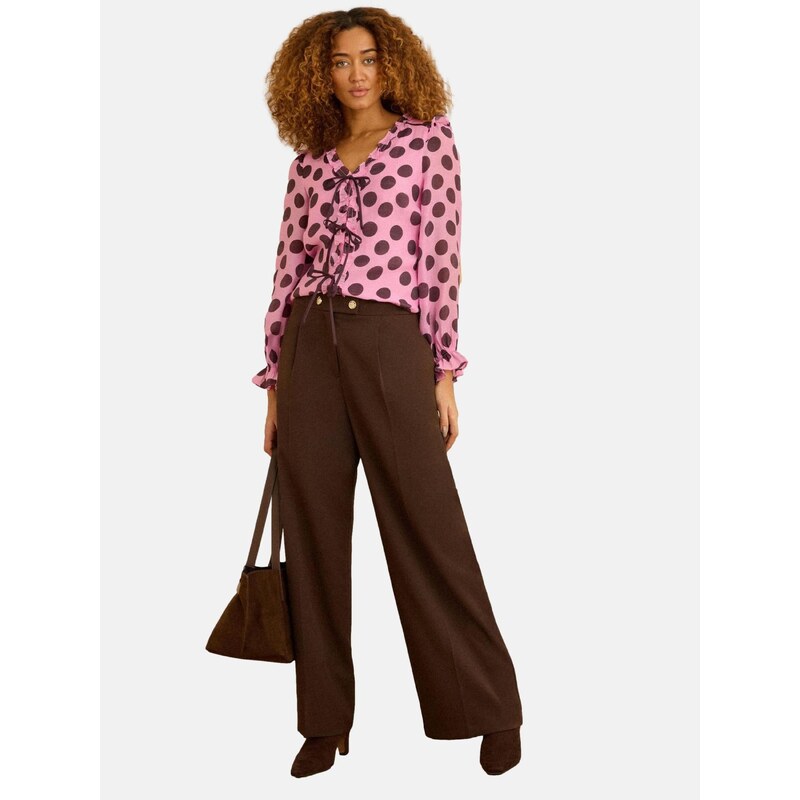 love & roses Blúzka čokoládová / ružová 67792383