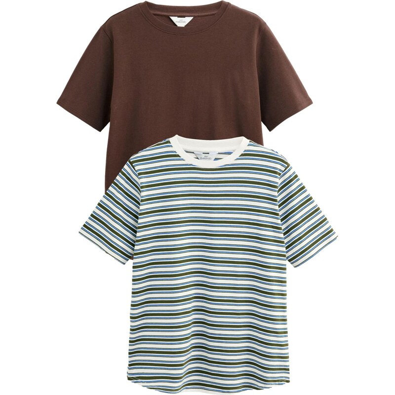 Next Tričko modrá / tmavohnedá / olivová / biela 67792525