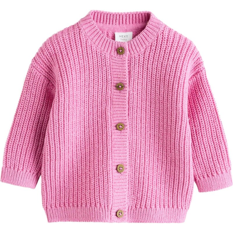 Next Kardigán ružová / biela ako vlna 67792546