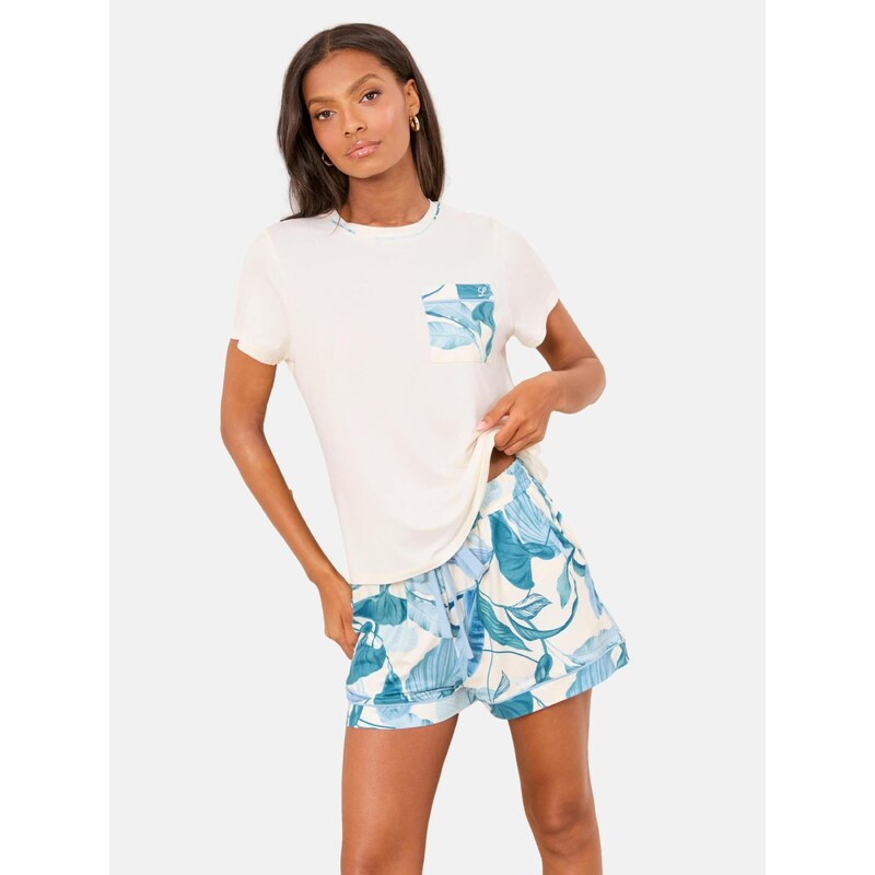 Lipsy Kraťasy krémová / modrozelená / svetlomodrá 67792601