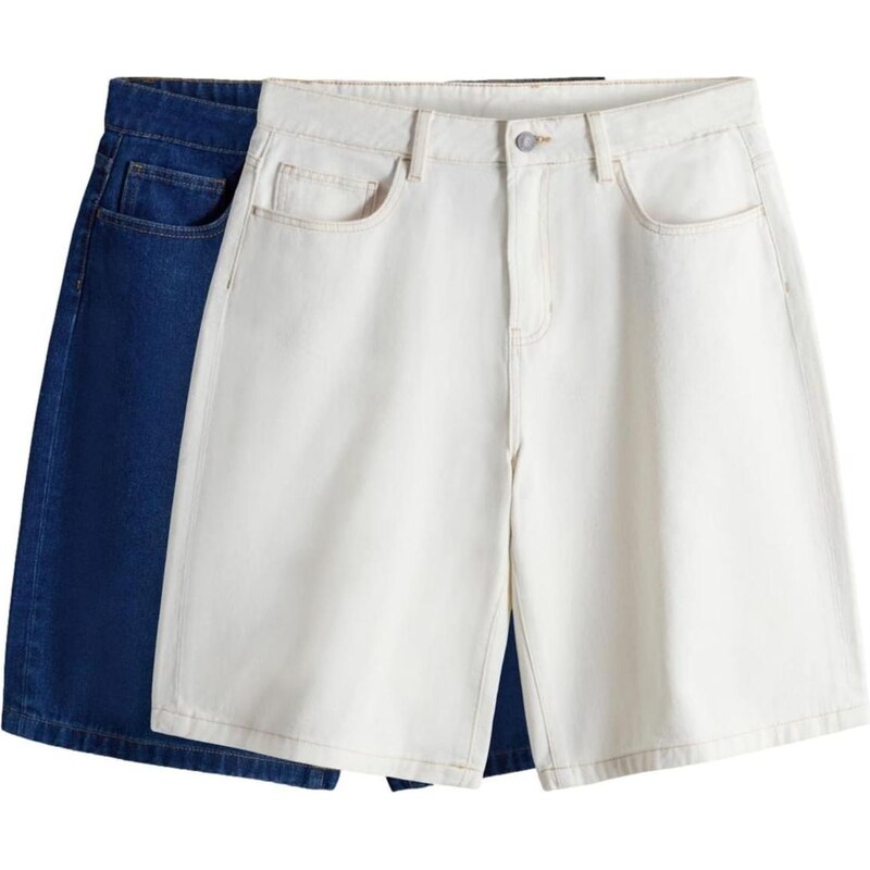 The Set Džínsy Bermuda tmavomodrá / biela 67792768